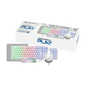 Kit Gamer Branco 4x1 Play Teclado Mouse Headset BGHPKM-01WBX