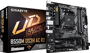 Placa Mãe Gigabyte B550M DS3H AC R2  AMD B550 AM4 MATX DDR4