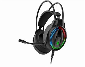 Headset Gamer KMEX AR89 RGB 7.1 USB Preto com Microfone