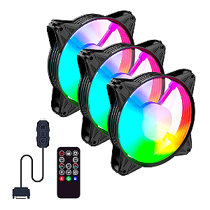 Kit Cooler Fan ARGB Clanm Eurus 120mm com Controladora e Controle Remoto