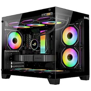 Gabinete Gamer Clanm Guidora Aquário RGB Vidro Preto Sem Fan