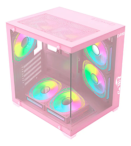 Gabinete Clanm Sem Fans Candy Micro Atx Vidro Temperado Rosa