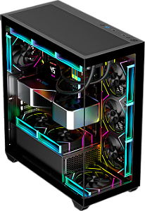 Gabinete Gamer Aquário K-MEX Torre Negra CG-36DY ATX Vidro Temperado Sem Fans
