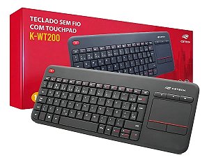 Teclado Sem Fio C3Tech K-WT200BK com Touchpad 2.4GHz USB Preto