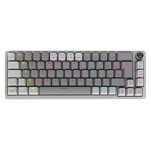Teclado Mecânico PCYES Mecka White Ghost 65% ABNT2 Outemu Red Rainbow TPMKWGRD
