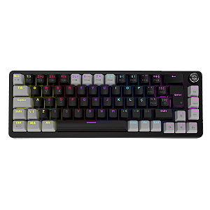 Teclado Mecânico PCYES Mecka Black Vulcan 65% ABNT2 Switch Blue Rainbow TPMKBVBL