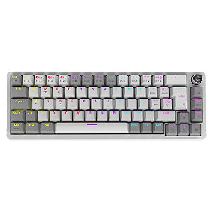 Teclado Mecânico PCYES Mecka White Ghost 65% ABNT2 Switch Blue Rainbow TPMKWGBL