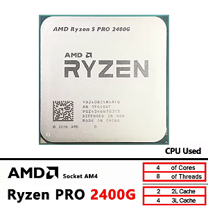 Processador AMD Ryzen 5 PRO 2400G OEM 4C/8T 3,9GHz Vega 11 AM4 65W