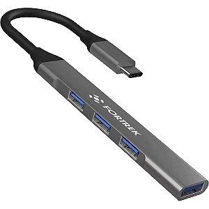 Hub USB-C Fortrek DC41 4 Portas USB 3.0 e USB 2.0 Alumínio