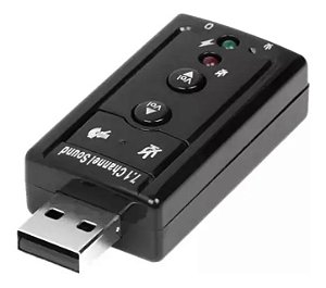 Placa de Som Externa IT-Blue USB 7.1 Virtual P2 Fone Microfone LE-5556 Controle de Volume Plug and Play