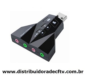 Placa de Som Externa Xtrad USB 7.1 Virtual P2 Fone Microfone XT-2031 AD0002XT Controle de Volume