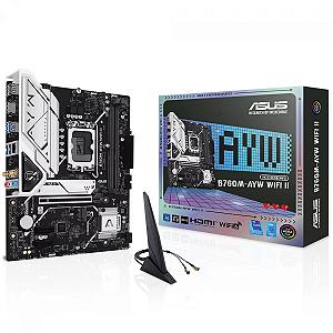 Placa-Mãe ASUS B760M-AYW WiFi II Intel B760 LGA1700 DDR5 Micro-ATX PCIe 5.0 2x M.2 Wi-Fi 6 LAN 2.5Gb