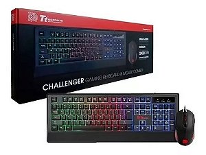 Kit Teclado e Mouse Gamer Thermaltake Challenger RGB 2400 DPI USB Layout US
