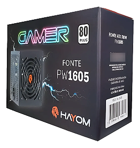 Fonte Gamer Hayom PW1605 500W ATX 80 Plus White PFC Ativo Bivolt