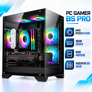 PC Gamer BS Pro AMD Ryzen 5 4500, 16GB DDR4, Radeon RX 580 8GB, SSD 480GB