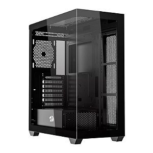 Gabinete Gamer Redragon Deflect CA-609B Vidro Temperado Preto Sem Fans
