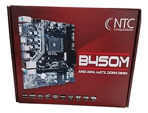Placa mãe NTC B450M AMD AM4 DDR4 64GB M.2 NVMe HDMI VGA mATX