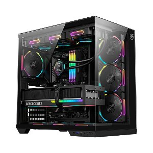 Gabinete Gamer Kalkan Skye RGB Aquário ATX Vidro Temperado Preto Sem Fans KLK00042
