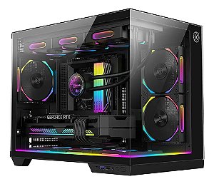 Gabinete Gamer Kalkan Saga RGB Aquário Micro ATX, Vidro Temperado, Preto, Sem Fans - KLK00044