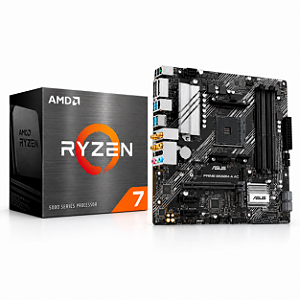Kit Processador AMD Ryzen 7 5700 + Placa-Mãe ASUS Prime B550M-A AC Wi-Fi