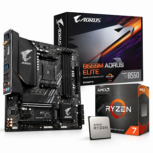 Kit Upgrade AMD Ryzen 7 5700, Placa-Mãe B550M AORUS ELITE