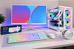 PC Gamer Completo BS Start Ryzen 5 5500, GTX 1660 Super 6GB, 16GB DDR4, SSD NVMe 500GB + Monitor 19" + Teclado e Mouse