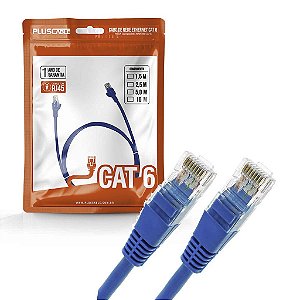 Cabo de Rede Cat6 Gigabit RJ45 10m Azul Patch Cord Plus Cable