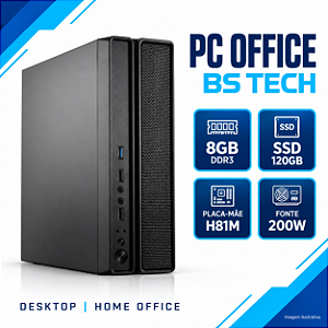 Desktop Office Slim C/ Fonte 200W H81M 8GB DDR3 SSD 120GB