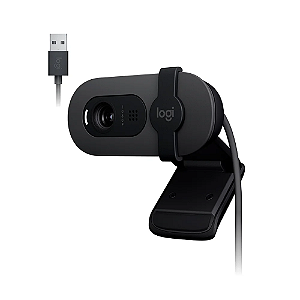 Webcam Logitech Brio 100 Full HD 1080p USB com Microfone e Tampa de Privacidade Grafite