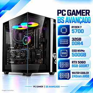 PC Gamer BS Avançado Ryzen 7 5700, RTX 5060 8GB GDDR7, 32GB