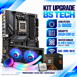 Kit Upgrade Ryzen 5 9600 + Gigabyte B650M D3HP AX Wi-Fi + Water Cooler K-Mex WAC7 240mm ARGB