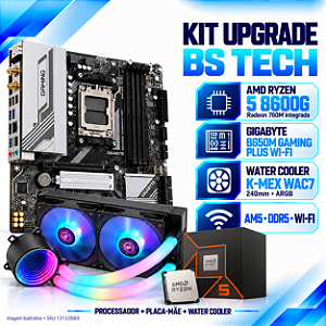 Kit Upgrade Ryzen 5 8600G + Gigabyte B650M Gaming Plus Wi-Fi + Water Cooler K-Mex WAC7 240mm ARGB