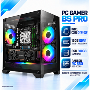 PC Gamer BS Pro Intel Core i3-10105F, 16GB DDR4, Radeon RX 580 8GB, SSD NVMe 500GB