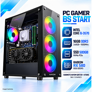 PC Gamer BS Start Intel Core i5-3570, 16GB DDR3, Radeon RX 580 8GB, SSD NVMe 500GB