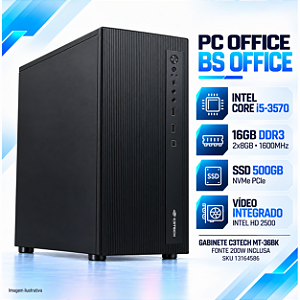 PC BS Office Intel Core i5-3570, 16GB DDR3, SSD NVMe 500GB, Gabinete C3Tech com Fonte 200W