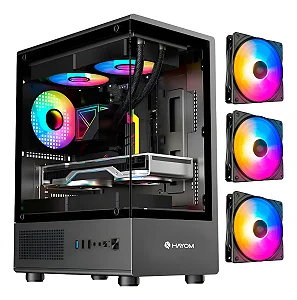 Gabinete Gamer Hayom GB1789 3 Fans RGB Vidro Micro ATX Preto