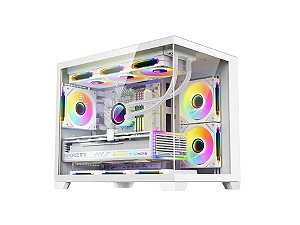 Gabinete Gamer Hayom GB1786 Branco Vidro 3 Fans RGB M ATX