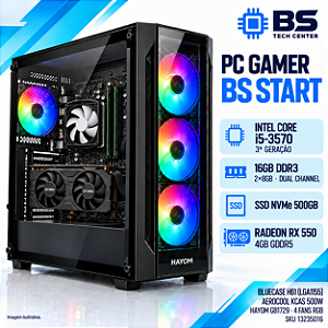 PC Gamer BS Start Core i5-3570 3ª Geração, RX 550 4GB, 16GB DDR3, SSD NVMe 500GB
