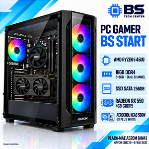 PC Gamer BS Start Ryzen 5 4500, RX 550 4GB, A520M, 16GB DDR4, SSD SATA 256GB