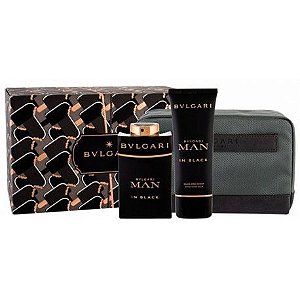 Kit BVLGARI Man in Black Eau de Parfum BVLGARI - Perfume Masculino 100 ML + Pós Barba 100 ML + Necessaire