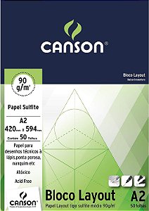 Bloco de Papel Layout Canson Tipo Papel Sulfite 90 g/m² - Tamanho A2