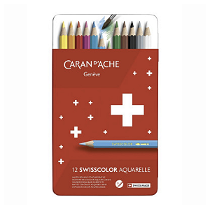 Lápis Aquarelável Swisscolor Caran D'Ache - 12 Cores