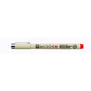 Caneta Marcador Pigma Micron VERMELHO 0.5 mm Tinta Nankin Permanente