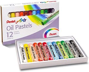 Giz Pastel Oleoso Pentel Arts Para Desenho - 12 Cores