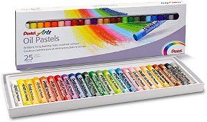 Giz Pastel Oleoso Pentel Arts Para Desenho - 25 Cores