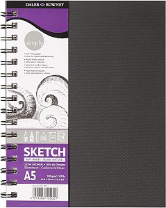 Simply Sketchbook Papel DALER ROWNEY p/ Desenho em Caderneta - Espiral A5