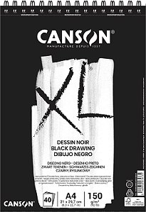 Bloco XL Dessin Noir Black Canson A4 150g - 40 Folhas