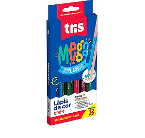 Lápis de Cor Bicolor Tris Mega Soft Color - 24 Cores