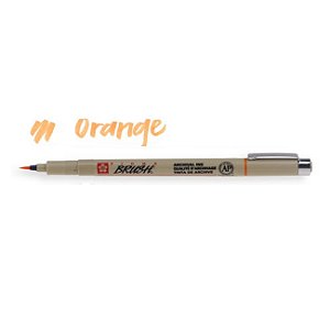 Caneta Marcador Pigma Brush LARANJA Tinta Nankin Permanente