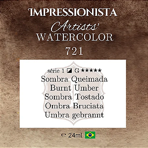 Tinta Impressionista Watercolors Artist's S1 24ml - 721 Sombra Queimada